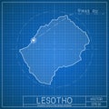 Lesotho blueprint map template with capital city.