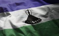 Lesotho Flag Rumpled Close Up