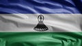 Lesotho flag waving in the wind. Sesotho banner blowing soft silk