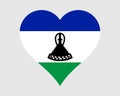Lesotho Heart Flag. Mosotho Basotho Love Shape Country Nation National Flag. Kingdom of Lesotho Banner Icon Sign Symbol EPS Vector