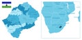 Lesotho - highly detailed blue map.