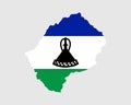 Lesotho Map Flag. Map of the Kingdom of Lesotho with the Mosotho country banner. Vector Illustration Royalty Free Stock Photo