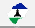 Lesotho Map Flag. Map of the Kingdom of Lesotho with the Mosotho national flag isolated on white background. Vector Illustration Royalty Free Stock Photo