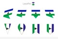 Lesotho national flag collection, eight versions of Lesotho vector flags