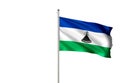 Lesotho national flag waving isolated white background realistic 3d illustration