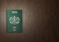 Lesotho passport on a wooden background