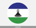 Lesotho Round Circle Flag. Mosotho Circular Button Banner Icon. Basotho EPS Vector