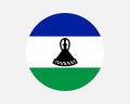 Lesotho Round Country Flag. Mosotho Basotho Circle National Flag
