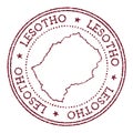 Lesotho round rubber stamp with country map.