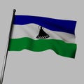 The flag of Lesotho waves in the wind. 3d rendering, isolated image. Royalty Free Stock Photo