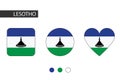 Lesotho 3 shapes (square, circle, heart) with city flag.