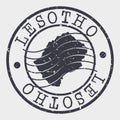 Lesotho Stamp Postal. A Map Silhouette Seal. Passport Round Design. Vector Icon Design Retro Travel.