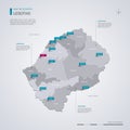 Lesotho vector map with infographic elements, pointer marks Royalty Free Stock Photo