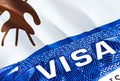 Lesotho visa document close up. Passport visa on Lesotho flag. Lesotho visitor visa in passport,3D rendering. Lesotho multi