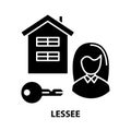 lessee icon, black vector sign with editable strokes, concept illustration Royalty Free Stock Photo