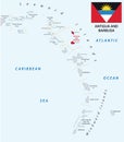 Lesser antilles map antigua and barbuda with flag Royalty Free Stock Photo