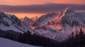 A lesser-known range of snowcovered mountains comes to life in the twilight hours