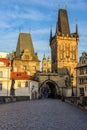 Lesser Town Bridge Towers on Charles Bridge in Prague, Czech Republic Royalty Free Stock Photo