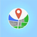 Geolocation icon flat. Vector illustration in flat design on blue background.