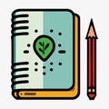 Lesson pencil notebook icon. Flat illustration of lesson pencil notebook vector icon.