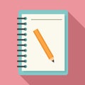 Lesson pencil notebook icon, flat style