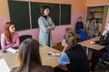 The lesson in Russian school in the Kaluga region.