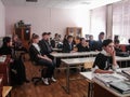 The lesson in Russian school in the Kaluga region.
