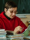 The lesson in Russian school in the Kaluga region.