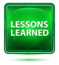 Lessons Learned Neon Light Green Square Button Royalty Free Stock Photo