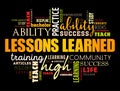 Lessons Learned word cloud collage