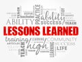 Lessons Learned word cloud collage Royalty Free Stock Photo