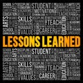 Lessons Learned word cloud, education concept background