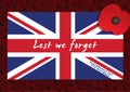 Lest We Forget - poppy and Union Jack flag vector Royalty Free Stock Photo