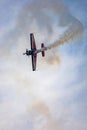 Antidotum Airshow Leszno 2023 and acrobatic shows full of smoke of Ãâ°quipe de Voltige on blue