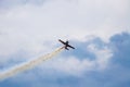 Antidotum Airshow Leszno 2023 and acrobatic shows full of smoke of Ãâ°quipe de Voltige on blue