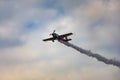 Antidotum Airshow Leszno 2023 and acrobatic shows full of smoke of Ãâ°quipe de Voltige on blue