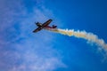 Antidotum Airshow Leszno 2023 and acrobatic shows full of smoke of Ãâ°quipe de Voltige on blue