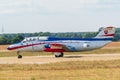 Leszno, Poland - June, 17, 2022: Antidotum Airshow Leszno, Aero L-29 Delfin, Czechoslovak military jet plane.