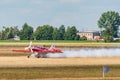 Leszno, Poland - June, 17, 2022: Antidotum Airshow Leszno, Zelazny Aerobatic Team, Zlin 50LS. The pilot takes off from the airport