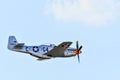 Leszno, Poland - June, 19, 2021: The North American P-51 Mustang performed at the Antidotum Airshow Leszno. The North American P-