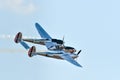 Leszno, Poland - June, 19, 2021: The P-38 Lightning performed at the Antidotum Airshow Leszno. The P-38 Lightning is a World War