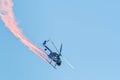 Leszno, Poland - June, 19, 2021: Red Bull Helicopter Bo 105 performed at the Antidotum Airshow Leszno Royalty Free Stock Photo