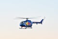 Leszno, Poland - June, 19, 2021: Red Bull Helicopter Bo 105 performed at the Antidotum Airshow Leszno Royalty Free Stock Photo