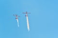 Leszno, Poland - June, 19, 2021: The Zelazny Aerobatic Team Zlin 50LS performed at the Antidotum Airshow Leszno. Zlin 50LS is