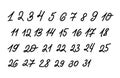 Set of different hand drawn numbers