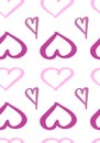 Seamless pattern with handdrawn hearts