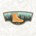 Let the adventure begin. Sammer camp badge. For patch, stamp. Vector. Concept for shirt or logo, print, stamp or tee Royalty Free Stock Photo