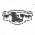 Let the adventure begin. Summer camp. Vector. Concept for shirt or logo, print, stamp or tee. Vintage typography design Royalty Free Stock Photo