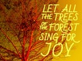 Let all the trees of the forest sing for joy - Bible verses about autumn - Blury Background Royalty Free Stock Photo