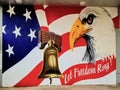 Let Freedom Ring: A Patriotically Themed Wall Mural Celebrating our National Heritage and Independence. Royalty Free Stock Photo